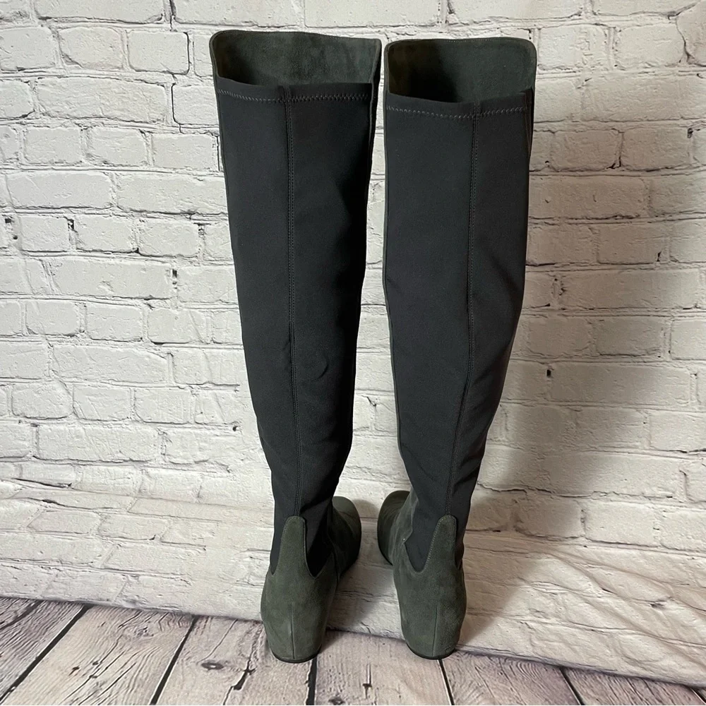 New Stuart Weitzman Lander Over-the-knee Wedge Boots In Slate Size 8.5